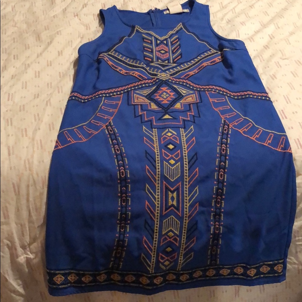 Blue Aztec mini dress